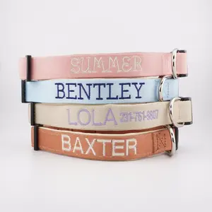 Personalized Embroidered Dog Collar with Neoprene Backing, Custom Embroidered Dog Collar - Personalized Name & Phone Number