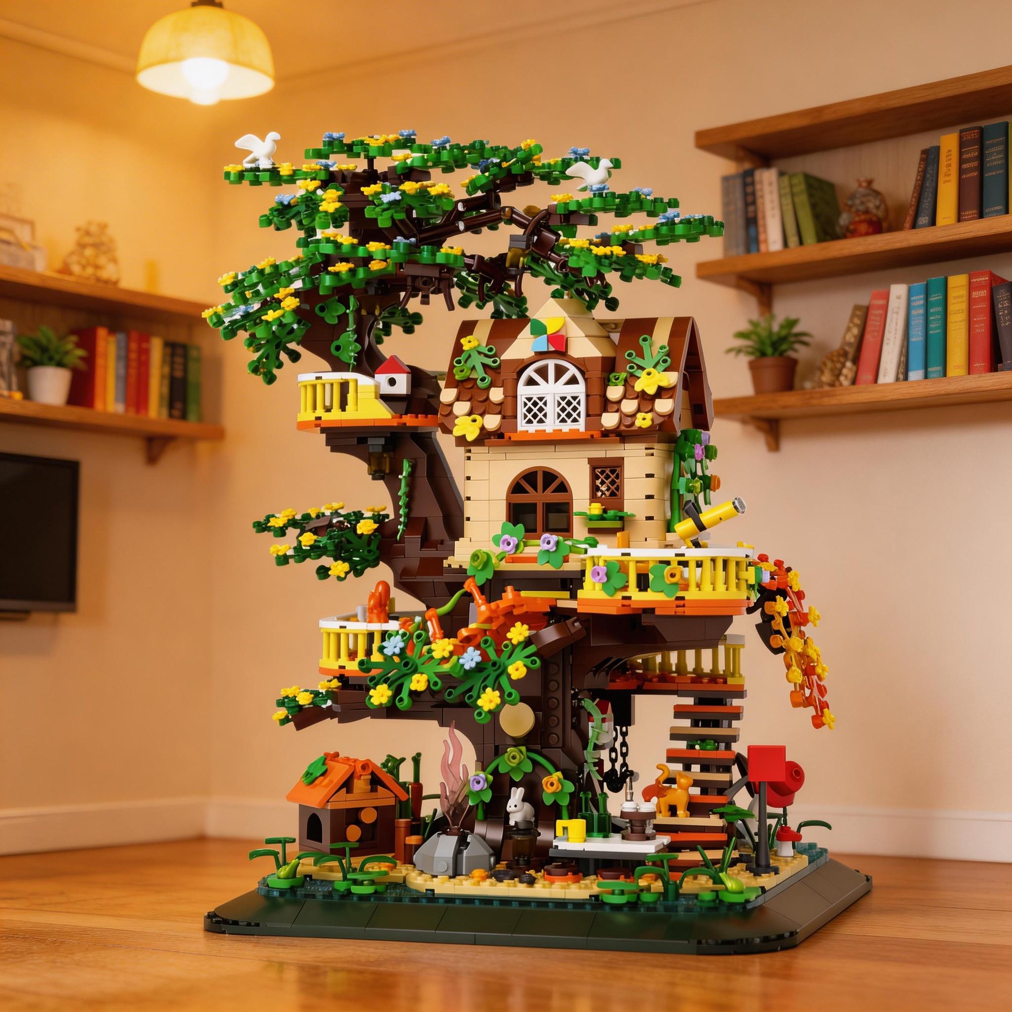 Building block set, Forest series treehouse is a creative toy suitable for adults and teenagers, and can be used as a decoration