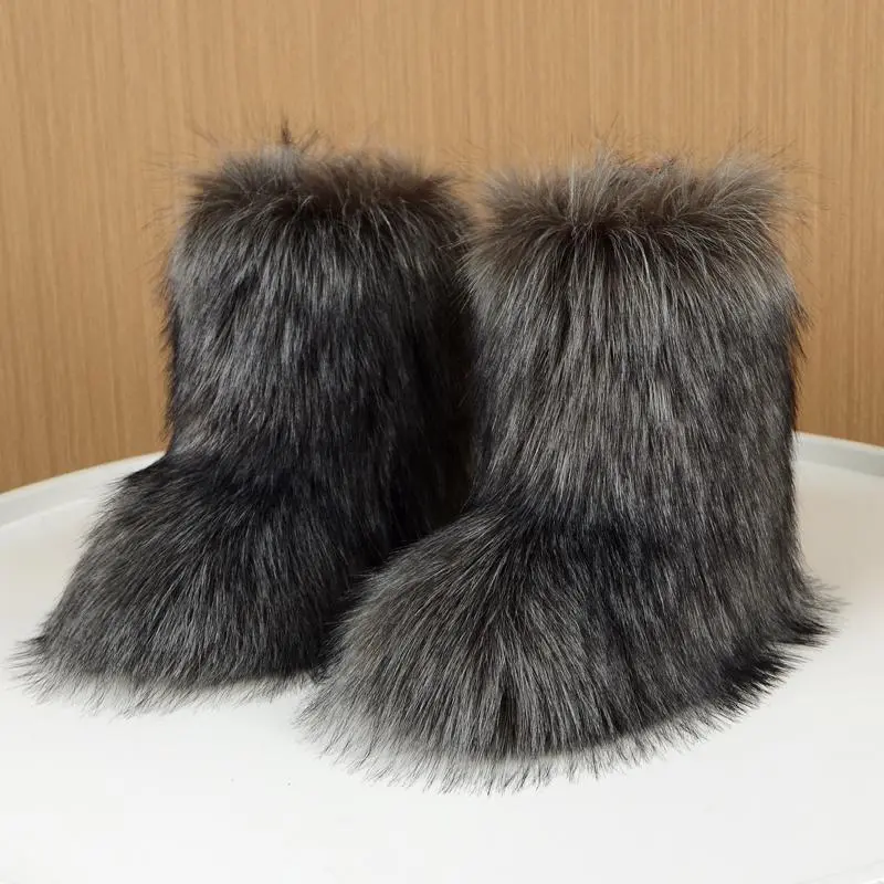 Cozy Faux High-Top Boots Soft Plush Lined Warm Comfortable Fuzzy Snow-Ready k-Inspired Winter for Women Cold Weather Casual Outings ankle trendy versatile daily fashion stylish essential modern