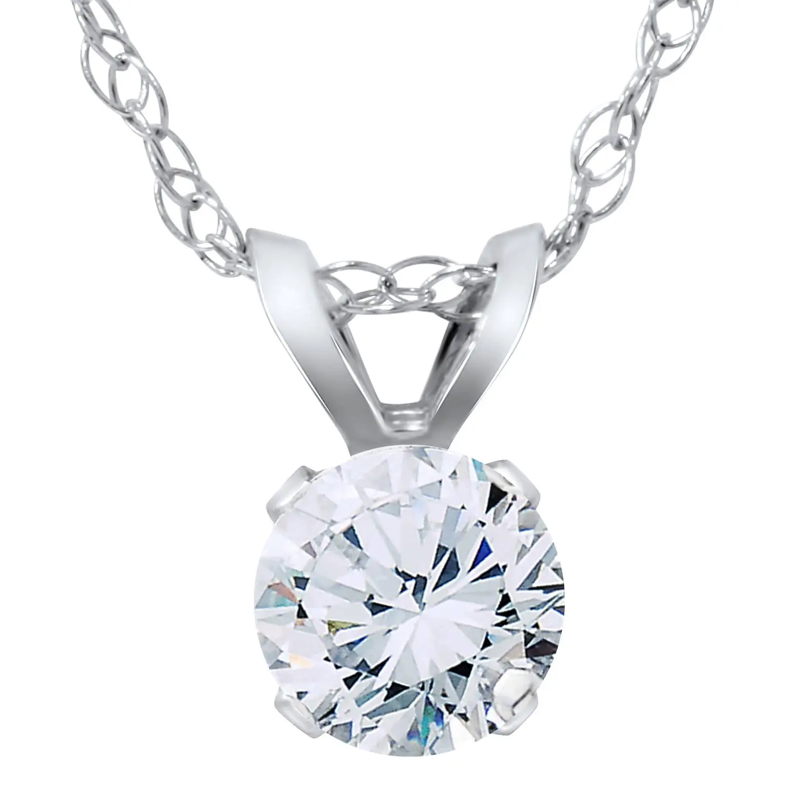 VS 3/8ct Diamond Solitaire Pendant 14K White Gold