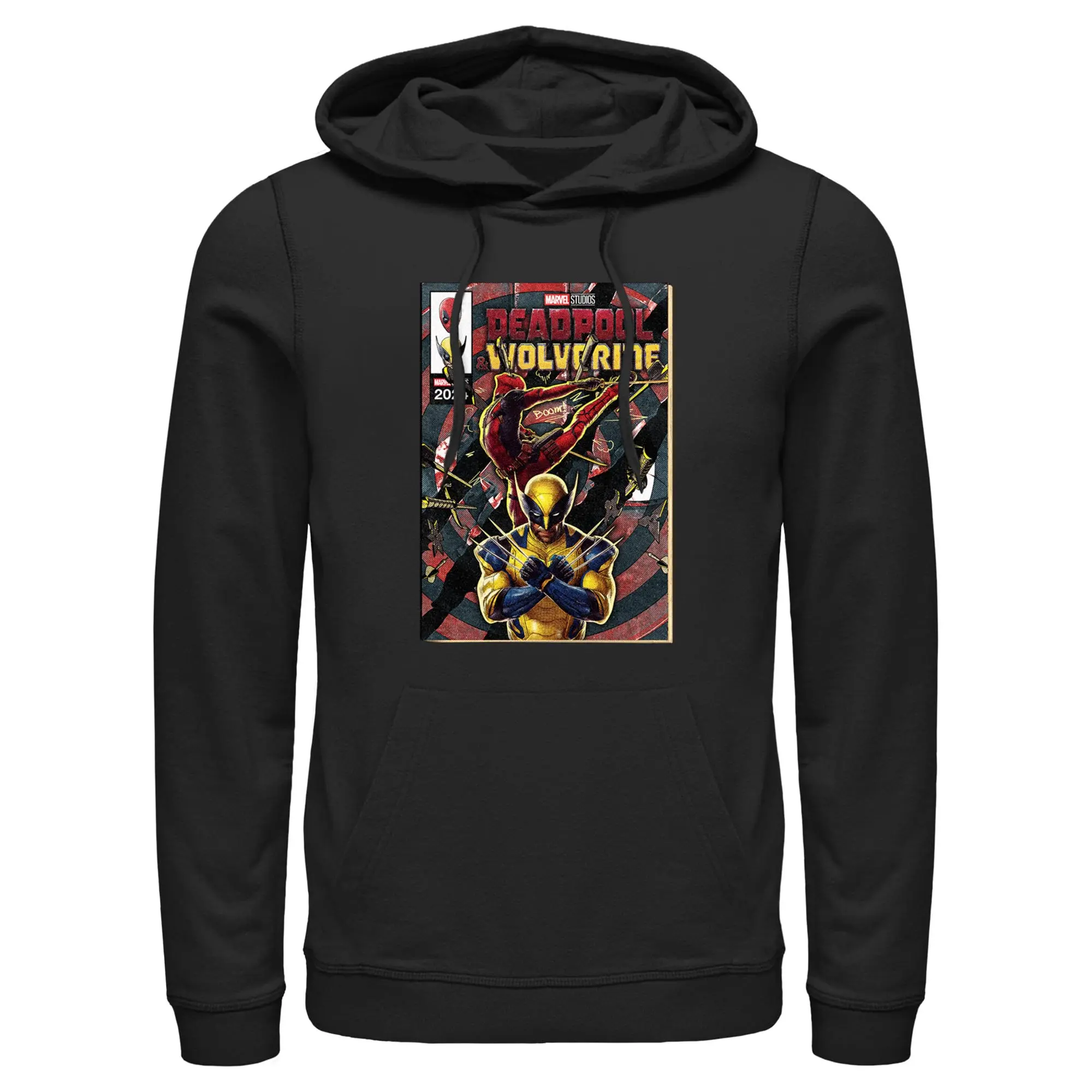 Men's Stylish Graphic Marvel Deadpool & Wolverine Claws Action Poster Pullover Hoodie, Menswear Apparel, Casual, Long Sleeve