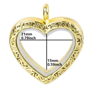 Floating Glass Living Memory Locket Charm Pendant - Transparent Locket with Heart Design, Elegant Jewelry for Mementos and Memories