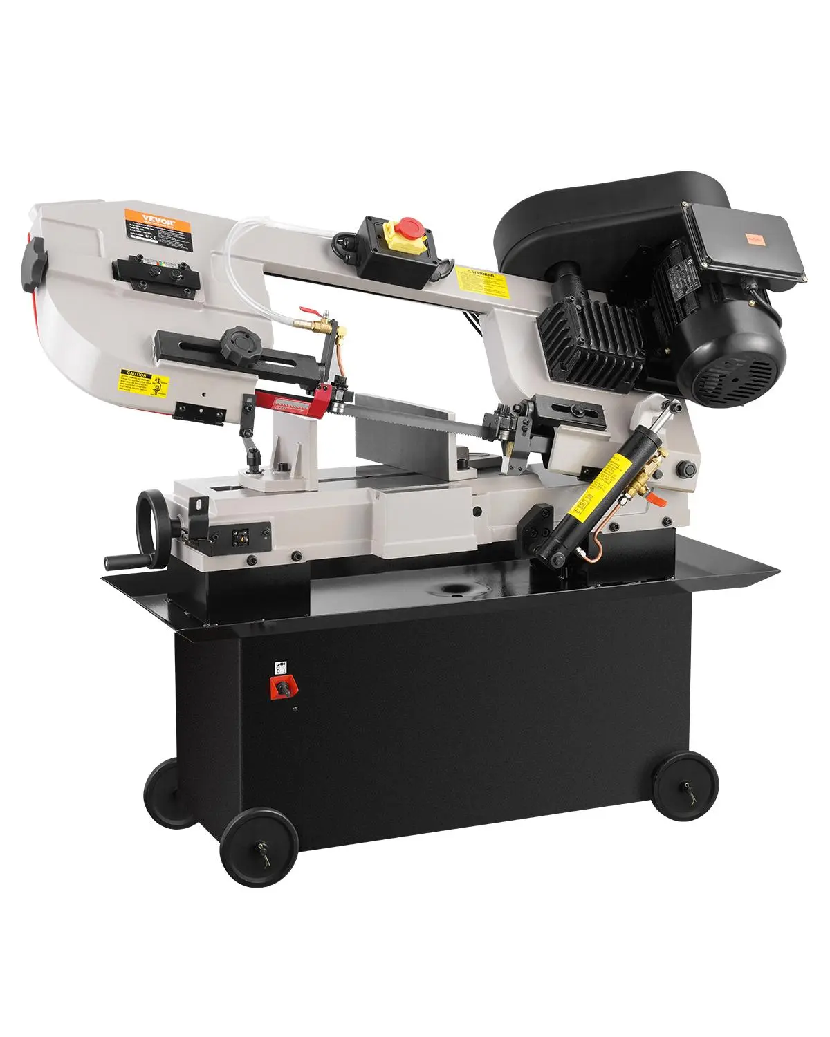 【Summerfinds】VEVOR Cast Iron Horizontal-Vertical Band Saw with Steel Blade, 7x12 in Rectangular Cutting Capacity, 110V/220V 1.1 kW Motor, 0-45° Angle Adjustment, Adjustable Speeds, Auto Shut-Off, Precision Cutting for Wood/Metal, Emergency Stop Button, Br