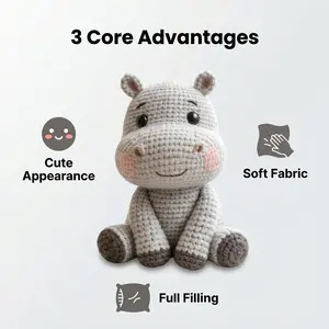 Cute Hippo Doll Crochet Kit for Beginners, Adult DIY Crochet Set with Instructions, Perfect Gift for Christmas and Valentine's Day