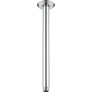 12 Inch Shower Arm and Flange Polished Chrome, Ceiling Mounted Shower Arm for Rain Shower