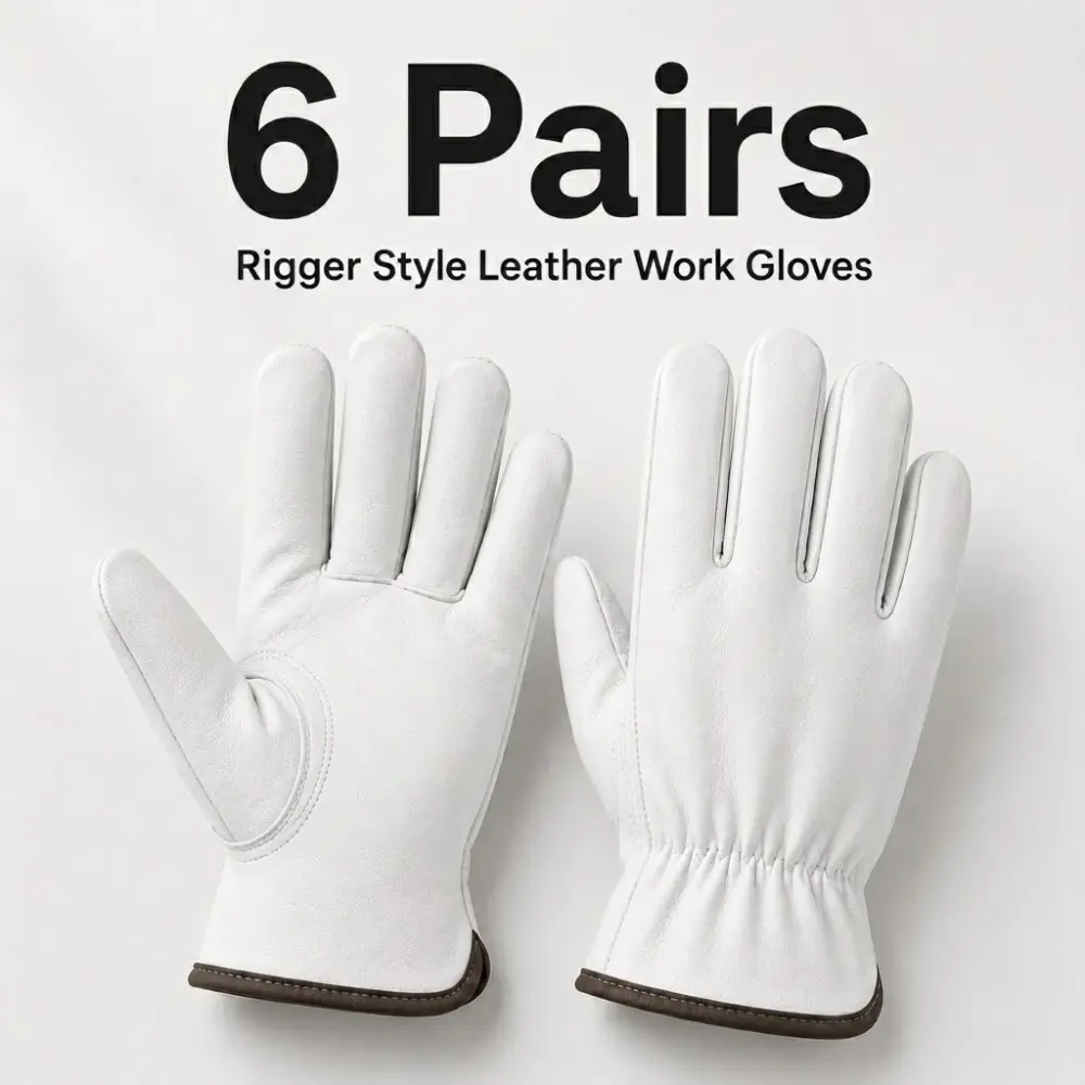 PAKNADA 6-Pair Goatskin Leather Heavy Duty Work Gloves-Durable Grip, Safety Gloves for Construction, Outdoor Use, Heavy Duty Gloves Strong Work Gloves Working Gloves Construction Gear Work Gloves Ultimate Work Gloves Ultimate Multi Purpose Glove  is