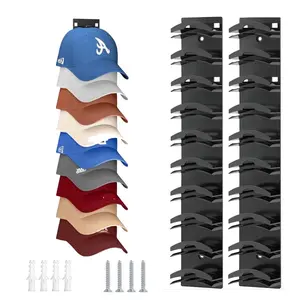2 Pack Cap Storage Hat Organizer, Heavy-Duty Wall Hat Rack with Dual Mount Options, Holds 16 Baseball Hats, Stylish Display Solution for Home & Daily Grooming