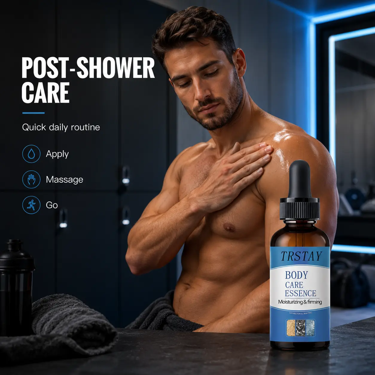 Mens Vitamin C Body Serum for Dry Skin, Moisturizing Body Essence for Soft Smooth Skin Feel