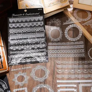 24 white lace paper photo frame lace DIY scrapbook set scrapbook supplies retro scrapbook photo frame diary album scrapbook crafts