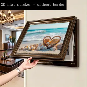 2pcs Ocean Shell Heart Shape Wall Stickers for Electrical Box - Self-Adhesive 2D Decorative Decals, DIY Home Office Door Covering, Easy Peel & Stick, No Residue, Durable Material, One-Time Use