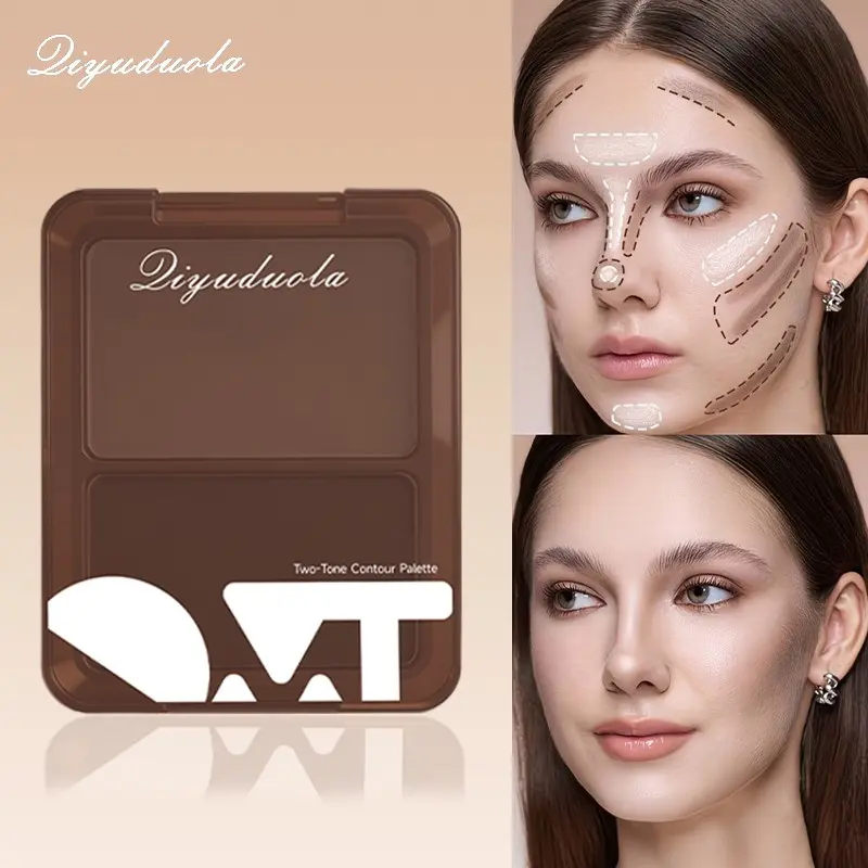 Dual Color Contour Palette, Bronzer, Multi-Use Face Highlighter, Eyeliner, Lower Lash, Brows, Natural Matte Nose Shadow, Long-Lasting, Beginner Friendly, Bronzer Powder