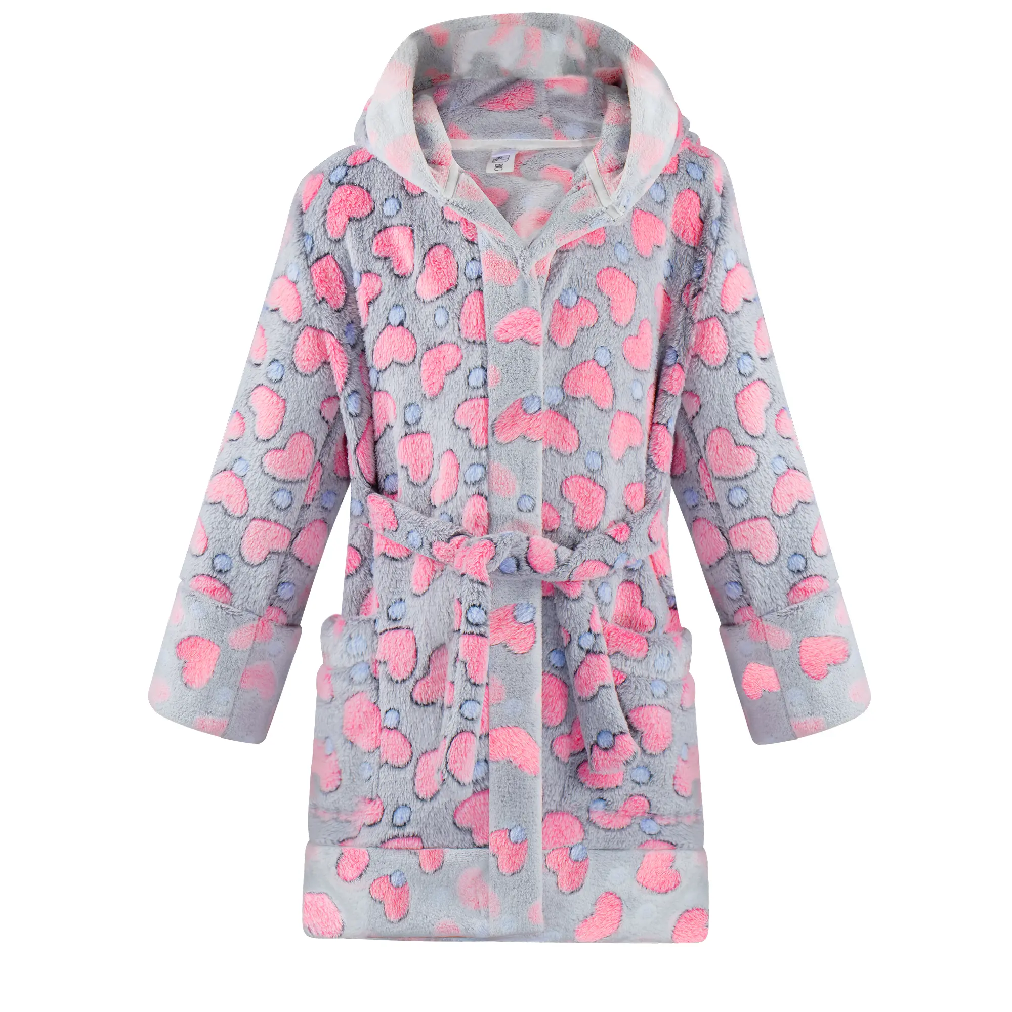 Kids Hooded Fleece Robe - Warm Flannel Bathrobe for Boys & Girls, Side Pockets, Machine Washable, Easy Care, Soft Fleece Hugs Skin, Ideal Christmas Gift for Ages 6-16, Hooded For Cozy Cover
