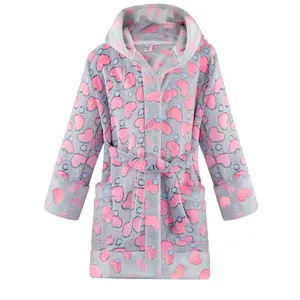 Kids Hooded Fleece Robe – Warm Flannel Bathrobe for Boys & Girls with Side Pockets, Perfect Christmas Gift for Ages 6 to 16