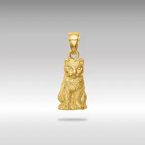 14K Gold Sitting Cat Pendant