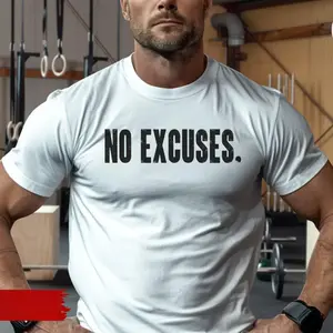 No Excuses TShirt, Motivational Gym Shirt, Fitness Discipline Tee, Workout Mindset Quote, Mens Training TShirt