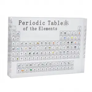 Periodic Table with Real Elements, 1 Count Acrylic 3D Periodic Table with Flange Pocket, Visual Learning Tools, School & Educational Supplies, Office Decor