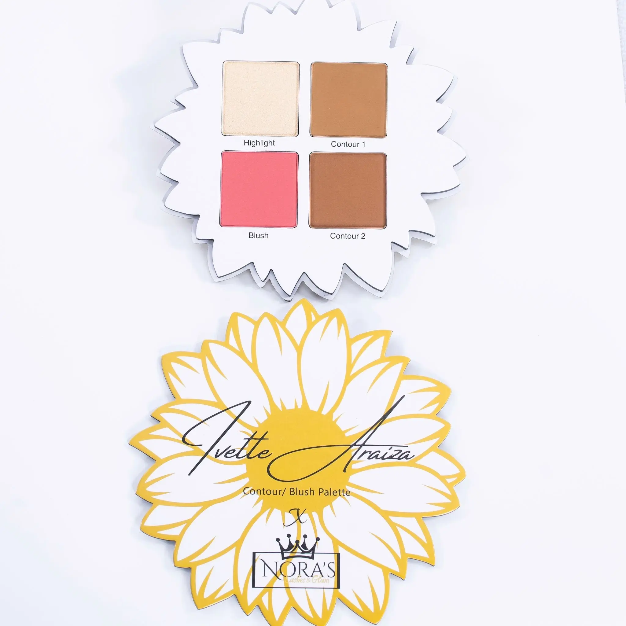 Nora's Glam GIRASOL Contour Blush Palette Highlight, Contour, Blush.