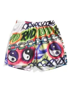 WWE Men Shorts Streetwear Casual Summer Gym Sport Loose Fit Unisex Comfortable Outfit with Graffiti RVD Chain and Yin Yang Graphic Trendy Wrestling Fan Clothing, WWE Mesh Shorts