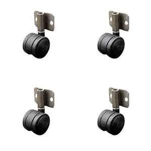Service Caster SCC-GR02S50-TPR-BLK-716-4-CB180-4 2 in. Swivel Caster Wheels for Furniture Thermoplastic Rubber Black Hooded Twin Wheel with Side Mount Bracket - Set of 4
