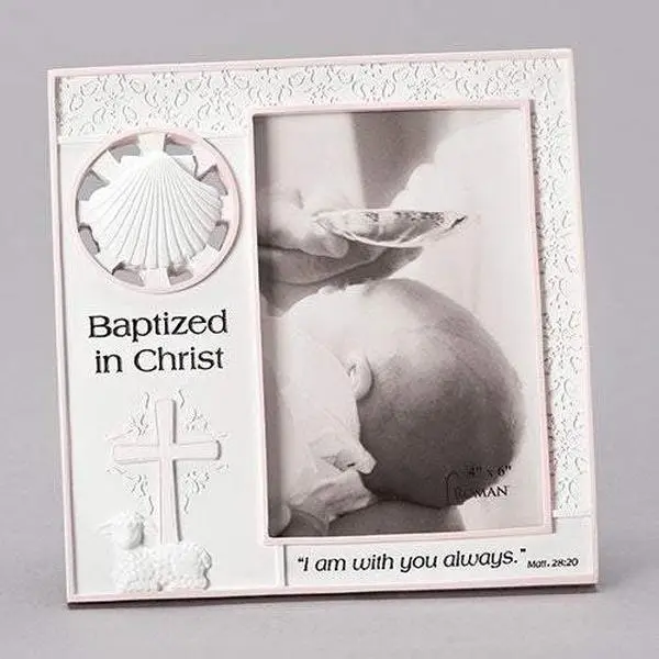 Baptized in Christ Pink Baptism Frame