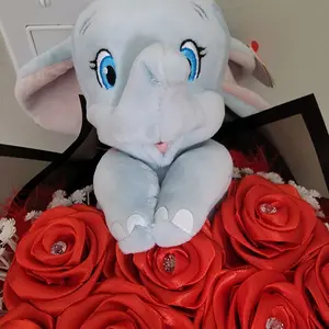 Dumbo Plush 1 dozen Roses with Blue Eyes and Ears in a bouquet