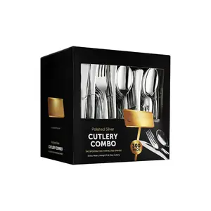 300 Plastic Silverware Set - Silver Cutlery Set - Disposable Flatware Set - 100 Forks - 100 Spoons - 100 Knives - Heavy Duty - Party Bulk