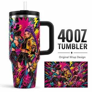 40 oz Insulated Tumbler with Handle and Straw, Stainless Steel Vacuum Travel Mug, Double Wall Leak-Proof BPA-Free Large Capacity Cup, KPOP Demon Hunter Anime Style Water Bottle for Car Office Gym Travel Gift