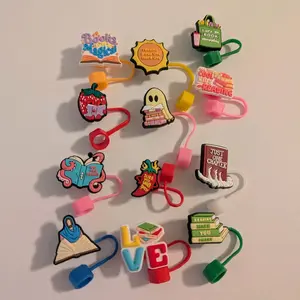 You Choose Live 1 Bookish Straw Topper - Colorful Designs Featuring Books and Characters for Live Selection, For Drinkware, Cup Decor