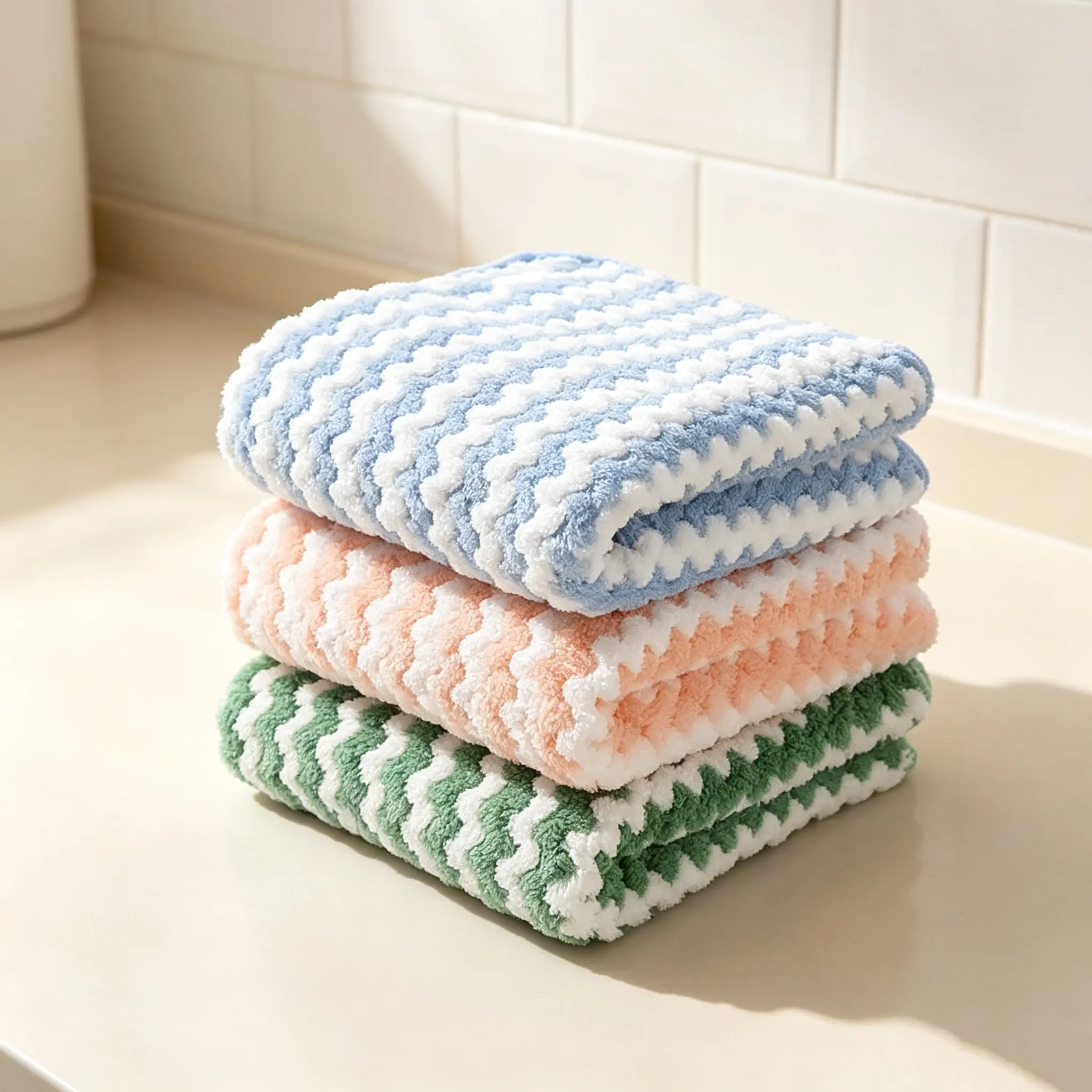 10pcs Colorful Coral Fleece Towels, Multi-Purpose Non-Greasy Non-Shedding Soft Absorbent Cleaning Cloths For Kitchen Bathroom Bedroom