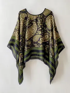 Women's Green Geometric Print Pashmina, Casual Soft Comfortable Shawl for Daily Wear, Fashion Accessories for Women & Girls, Blanket Scarf, Shawl Wrap