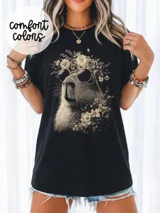 Happy Capy ~ Unisex Short Sleeve CC Garment Dyed T-Shirt Printed in the USA