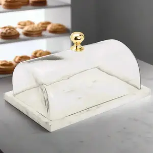 Rectangular Marble Tray w/Acrylic Dome