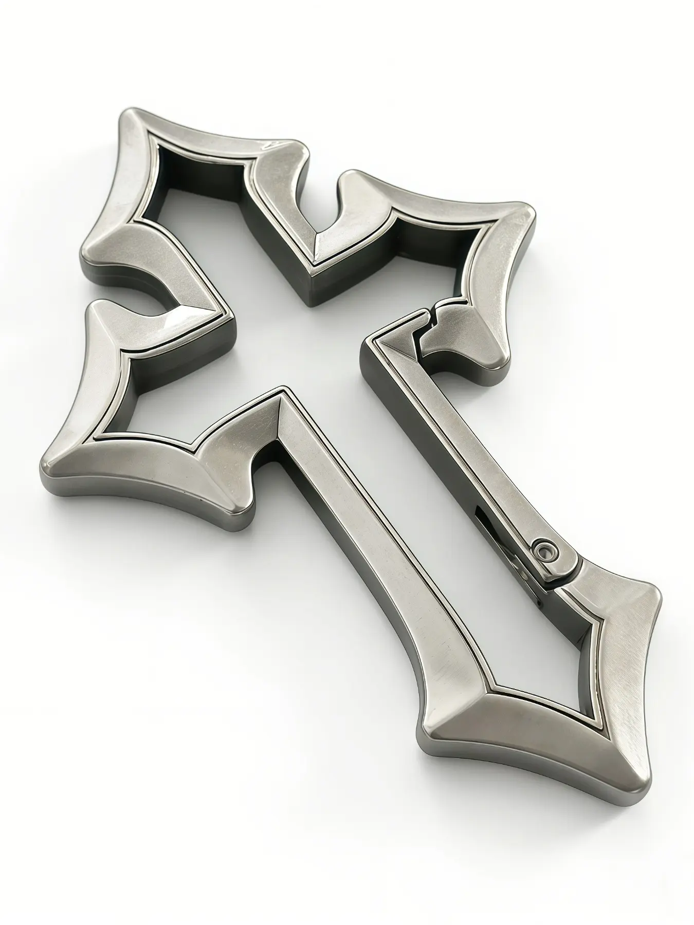 Gothic Cross Keychain for Bags, Silver Color Antique Irregular Spring Buckle, Bag Pendant, Street Style Alloy Keychain, Fashion Accessory, Fashionable Alloy Keychain