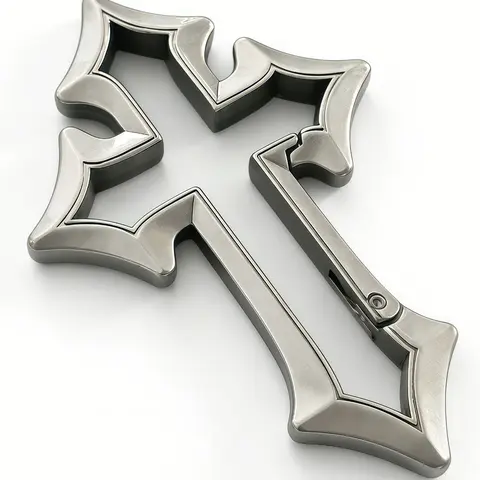 Gothic Cross Keychain for Bags, Silver Color Antique Irregular Spring Buckle, Bag Pendant, Street Style Alloy Keychain, Fashion Accessory, Fashionable Alloy Keychain, Keyrings
