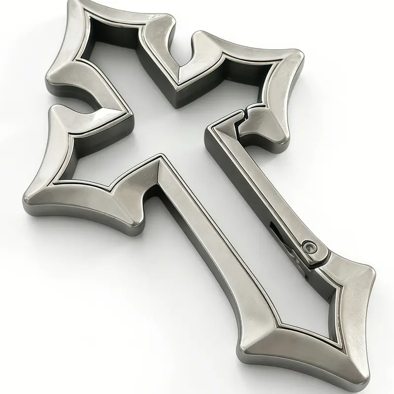 Gothic Cross Keychain for Bags, Silver Color Antique Irregular Spring Buckle, Bag Pendant, Street Style Alloy Keychain, Fashion Accessory, Fashionable Alloy Keychain, Keyrings