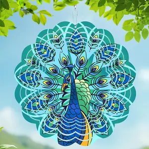 Peacock Metal Wind Spinners - Gifts for Women Mom Grandma Wife, Hanging Wind Spinner for Outdoor & Indoor Decorations, 12 inch Wind Spinner for Christmas Thanksgiving Ornament Gifts