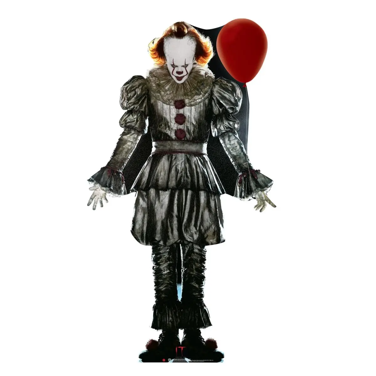212 MAIN 76" x 42" Large IT Theme Pennywise Cardboard Cutout - Decorative Printing, Stand-Up Base, Included Clown Balloon, Home Decor, Halloween Photo Prop