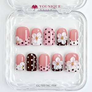 Younique Nails | 10PCS 100% Handmade Press-On Nails | Reusable Colorful Art acrylic stylish 3D