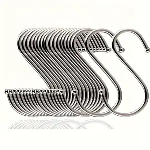 10pcs S-shaped Hook, Stainless Steel Metal Hook, Pot Rack Hook, Kitchen Hook, Hanging Bag, Cup, Clothes