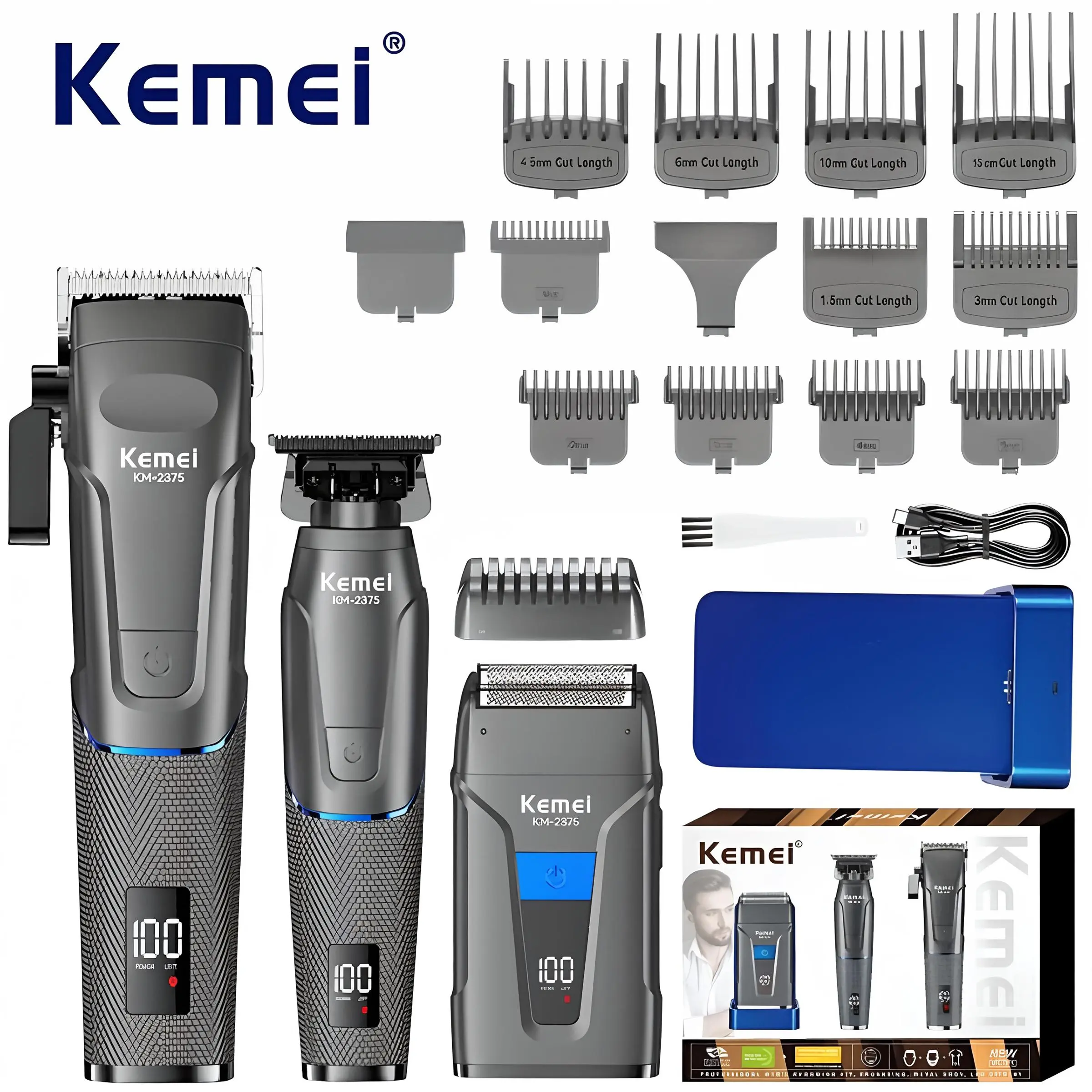 Professional Hair Clipper Set, 1 Box USB Rechargeable Electric Trimmer & Accessories for Men, Barber, Stylist, Cordless Clippers Set, Cordless Hair Cutting