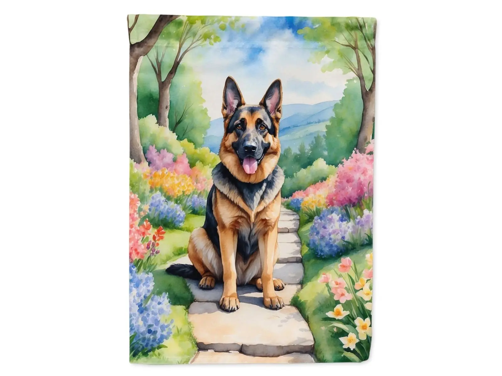 Caroline's Treasures DAC6631CHF 40x28 in. German Shepherd Spring Path House Flag, Polyester, 1 lbs, Unisex Adult Garden Decor