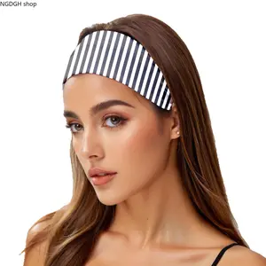 Women's Wide-Edge Striped Printed Knotted Headband - European & American Fashion, Fitness Yoga Running Use, Sports & Outdoor Wholesale Headband