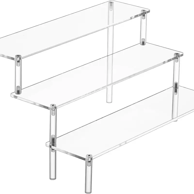 3 Tier Clear Display Stand for Perfume,Cologne,Fragrance,Cosmatics,Figures,Cupcake,Dessert,Desktop Organizer and Decor Rack set