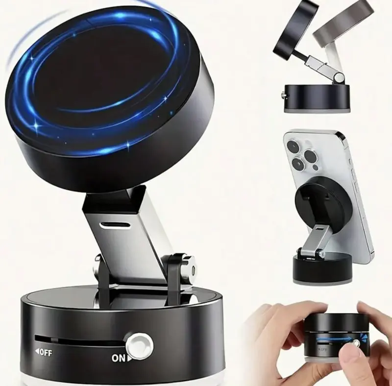 Strong Magnetic Phone Holder - Universal Vacuum Suction Cup Stand for iPhone & Android - Ideal for Smartphones and Cellphones