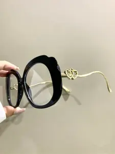 Large Frame Oval Retro Glasses, Fashion Trend Novelty Metal Frame Legs Eyeglasses for Men and Women