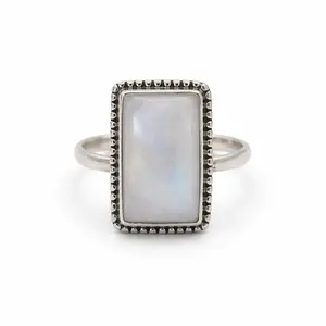 Yaya's One-of-a-Kind Rainbow Moonstone Sterling Silver Ring - Size 8.5 - ID 202