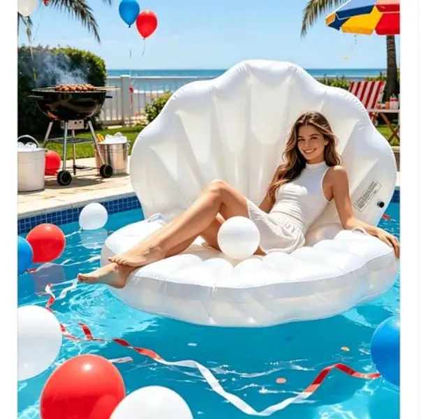 Inflatable Pearl Shell Float Lounger for Adults