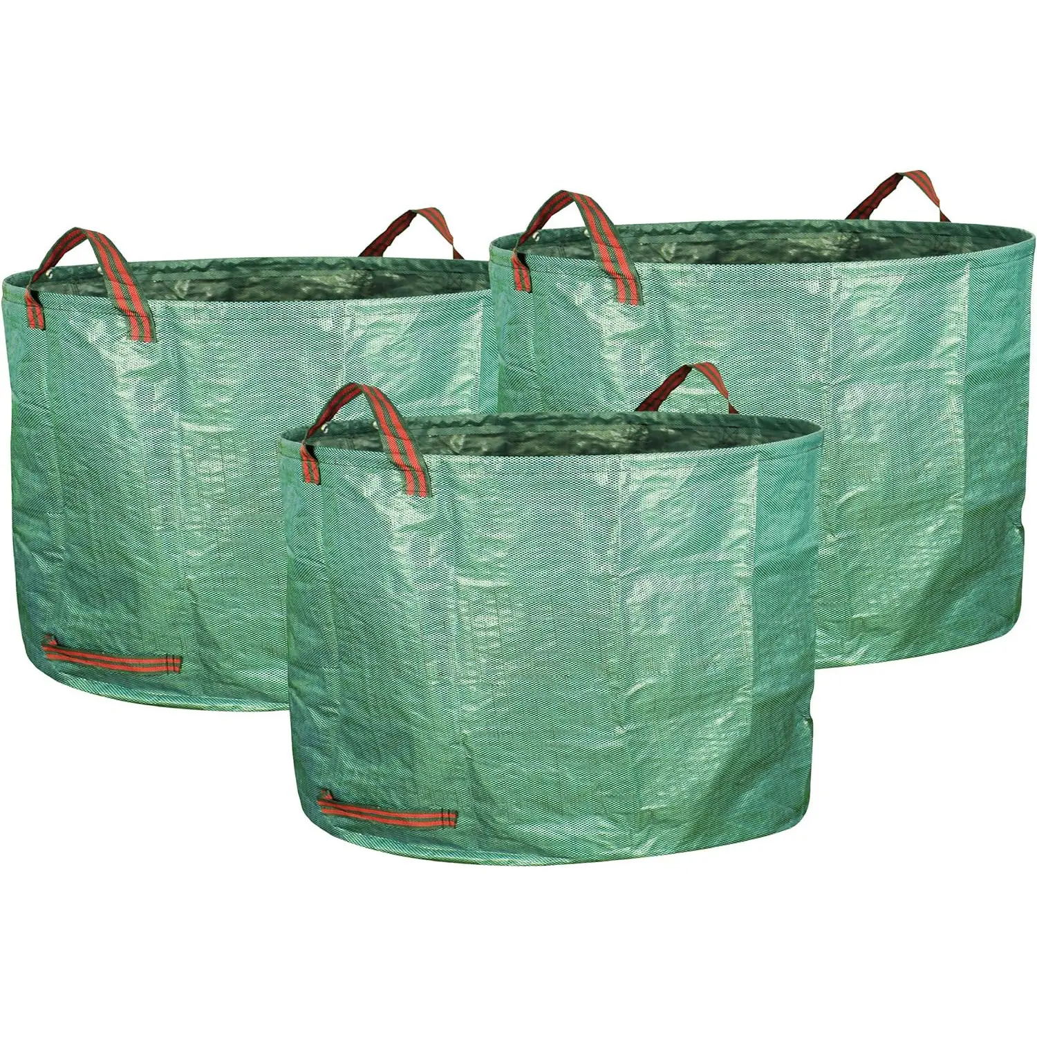 3-Pack 16-Gallon Garden Trash Bags, Reusable Heavy-Duty Foldable Industrial Fabric, with Handles, for Gardening Leaf Collection, Durable Gardening Tools, Garden Equipment