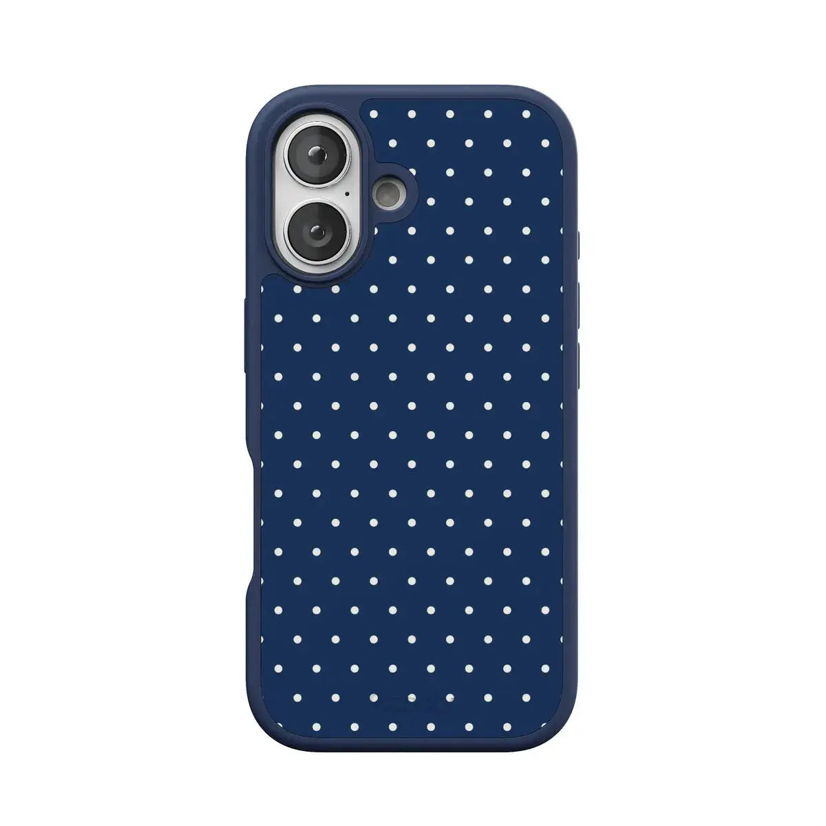 Casely iPhone 17 Case | On the Dot | Navy Polka Dot | Align Soft-Touch Flexible Bumper Case | Compatible with MagSafe