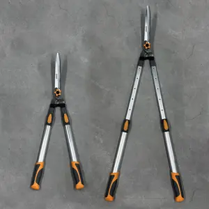 Hedge Shears with Telescopic Aluminum Handles, 31.5"–44.5" Extendable Garden Pruning Shears with 12" Sharp Steel Blades, Heavy Duty Manual Hedge Trimmer for Shrubs, Bushes, Hedges & Yard Work